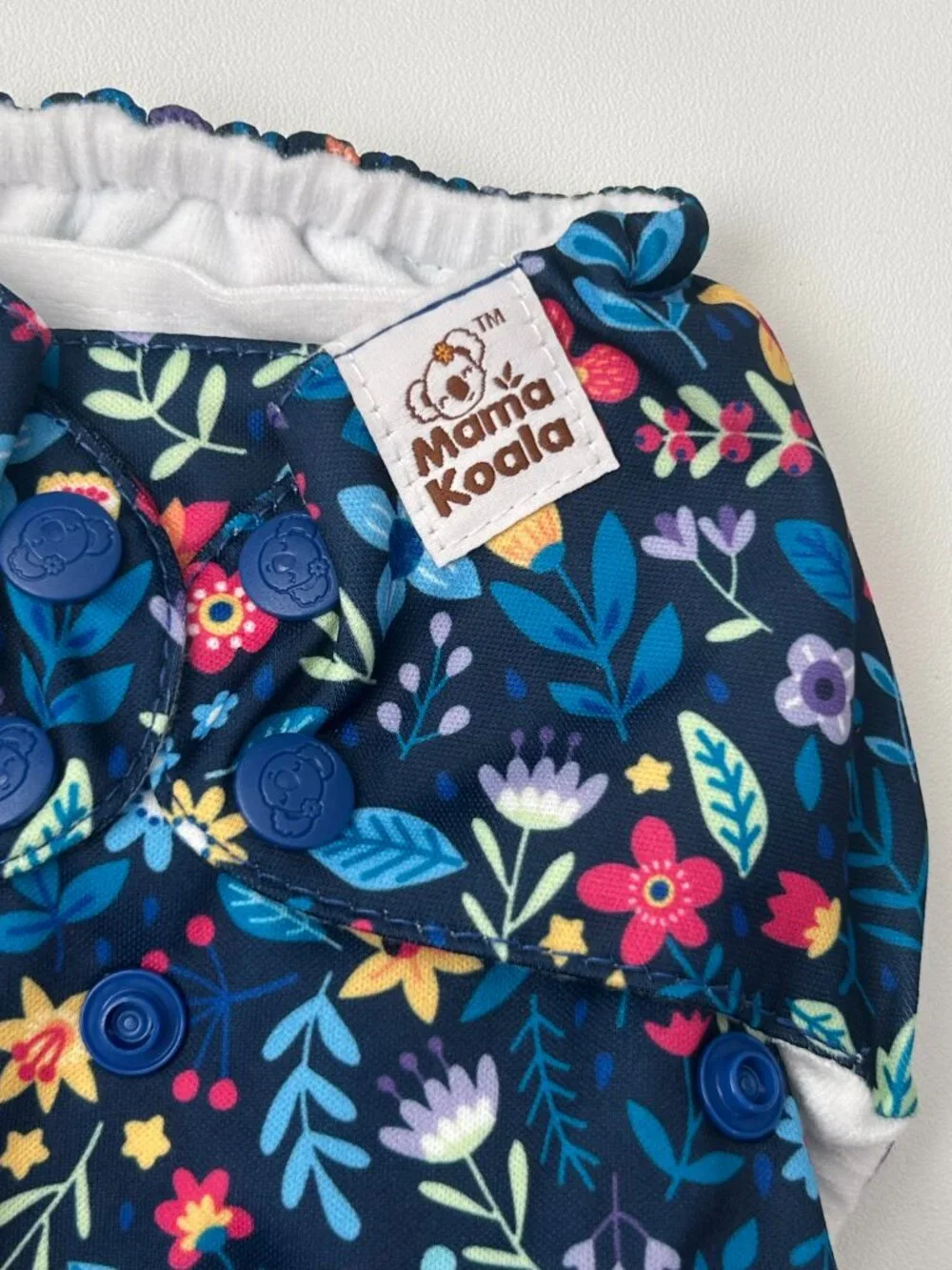 NEW Mama Koala Pocket Cloth Diaper OS Floral Garden Print Navy No Insert